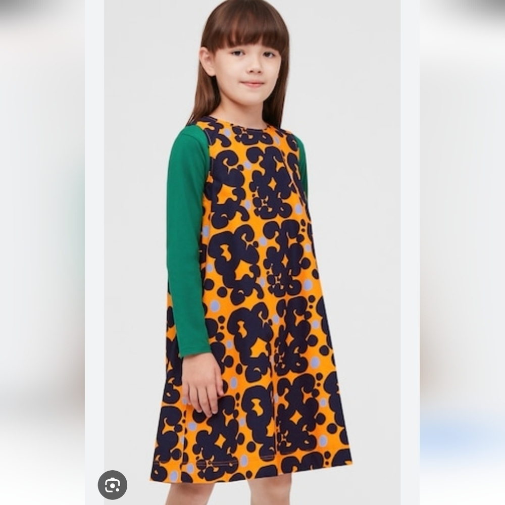 Marimekko | Keidas Sleeveless Dress Tunic Orange Girls Sz 10 12 — image 2 of 6